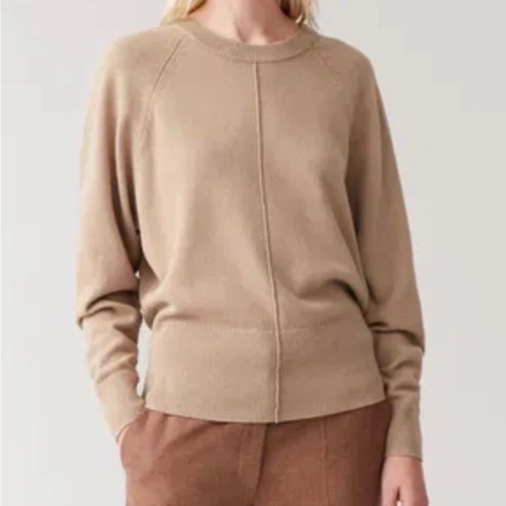 COS Women’s Knitted Crewneck Sweater Cotton-Yak Hair Jumper Camel/Tan Sz M NWT